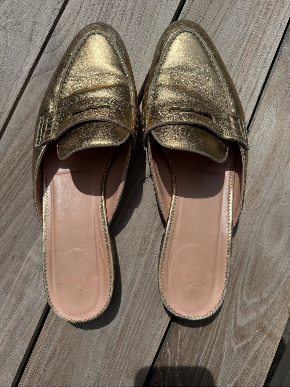 J Crew Metallic Gold Mules